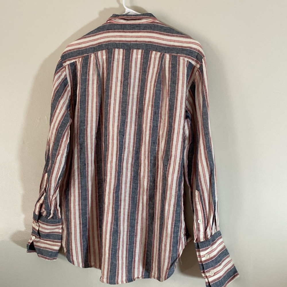 frame denim Frame Bib Striped button up  Linen Shirt - Natural White Multi - Picture 4 of 5